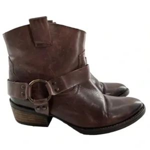 Krbonell ankle booties size 8.5 brown leather boots rodeo western harness