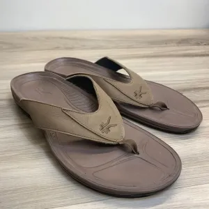 Kuru Mens Size 13 EU 47 Brown Leather sandals Flip Flops Thongs
