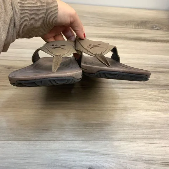 Kuru Mens Size 13 EU 47 Brown Leather sandals Flip Flops Thongs