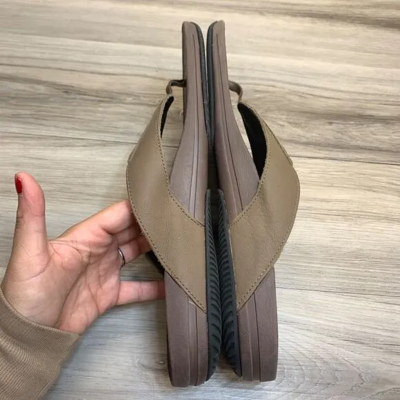Kuru Mens Size 13 EU 47 Brown Leather sandals Flip Flops Thongs
