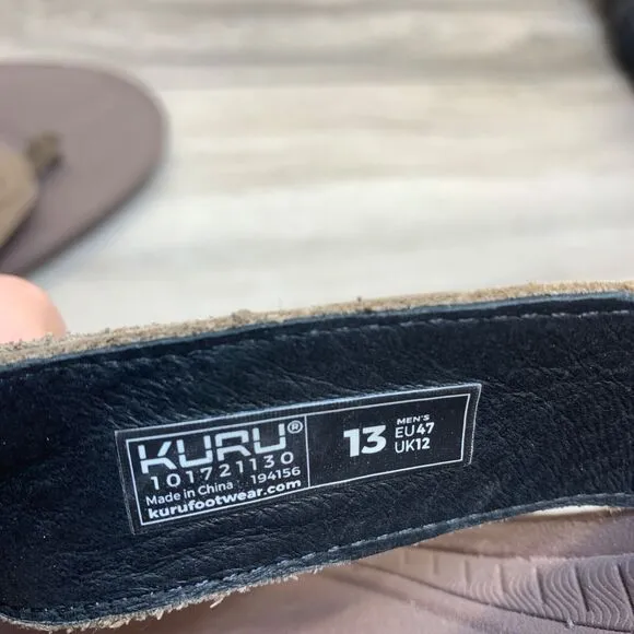 Kuru Mens Size 13 EU 47 Brown Leather sandals Flip Flops Thongs