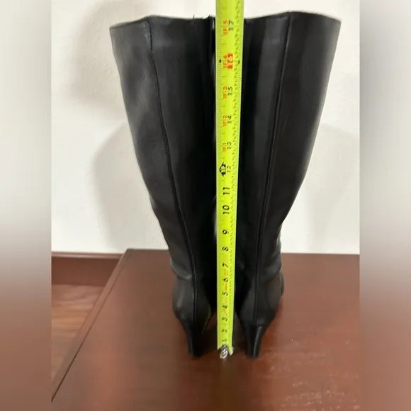 LA CANADIENNE Black Leather Knee High platform BOOTS Size 8