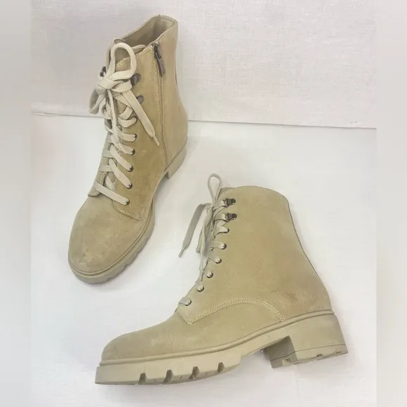La Canadienne Women Sabel WaterproofSuede Sand Combat Boots 6.5 M‎ (D 460)