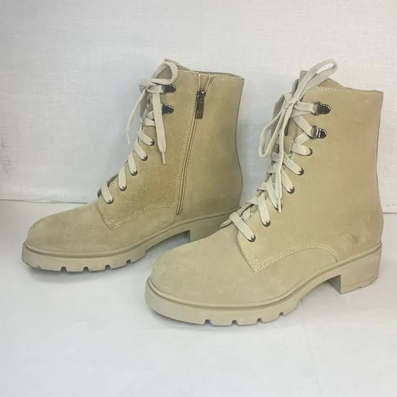 La Canadienne Women Sabel WaterproofSuede Sand Combat Boots 6.5 M‎ (D 460)