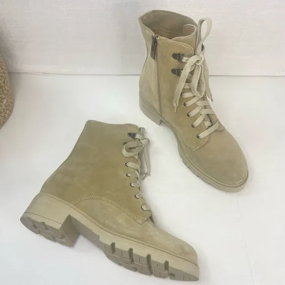 La Canadienne Women Sabel WaterproofSuede Sand Combat Boots 6.5 M‎ (D 460)