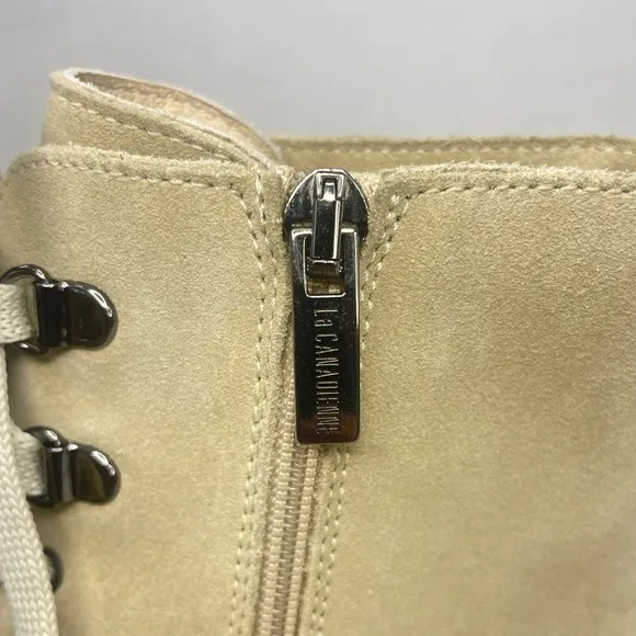 La Canadienne Women Sabel WaterproofSuede Sand Combat Boots 6.5 M‎ (D 460)