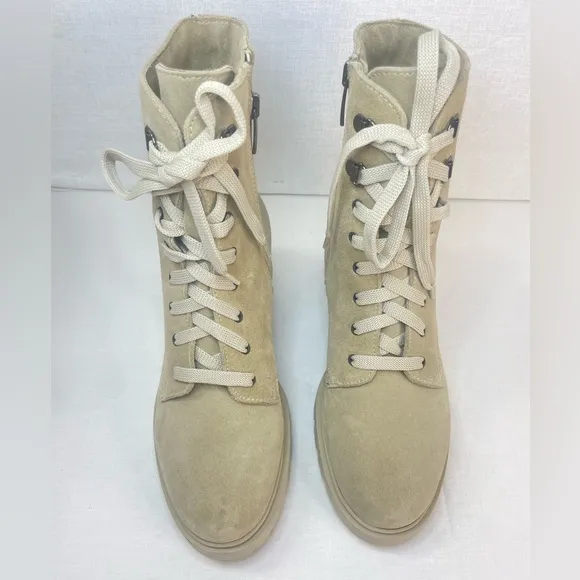 La Canadienne Women Sabel WaterproofSuede Sand Combat Boots 6.5 M‎ (D 460)