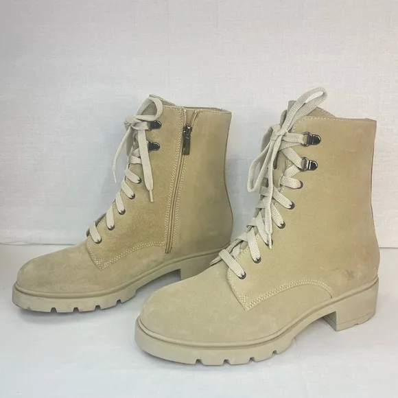 La Canadienne Women Sabel WaterproofSuede Sand Combat Boots 6.5 M‎ (D 460)
