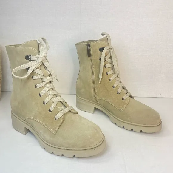 La Canadienne Women Sabel WaterproofSuede Sand Combat Boots 6.5 M‎ (D 460)