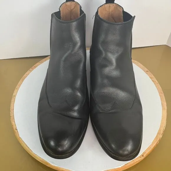 La Milano Italian Mens Black Leather Ankle Boots Size 13 Moto Indie Rocker