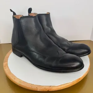La Milano Italian Mens Black Leather Ankle Boots Size 13 Moto Indie Rocker