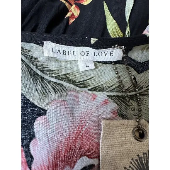 Label Of Love Hawaiian Tropical Dress Size Large Button Front New