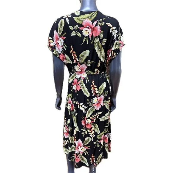 Label Of Love Hawaiian Tropical Dress Size Large Button Front New