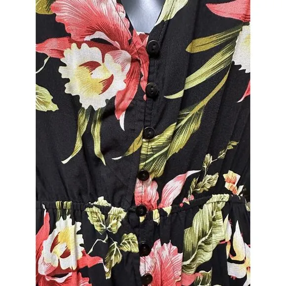 Label Of Love Hawaiian Tropical Dress Size Large Button Front New