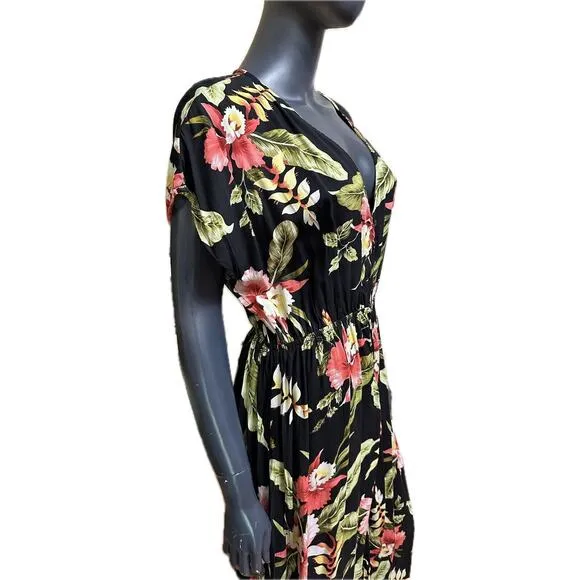 Label Of Love Hawaiian Tropical Dress Size Large Button Front New