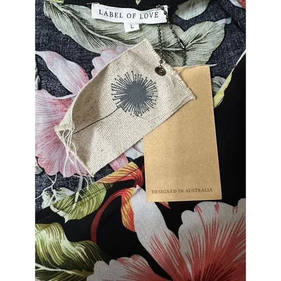 Label Of Love Hawaiian Tropical Dress Size Large Button Front New