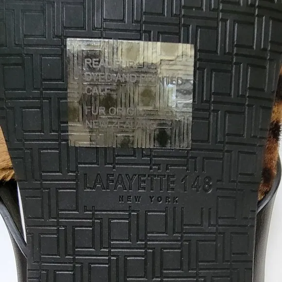 Lafayette 148 New York Iris Leopard-Print Fur Thong Sandals