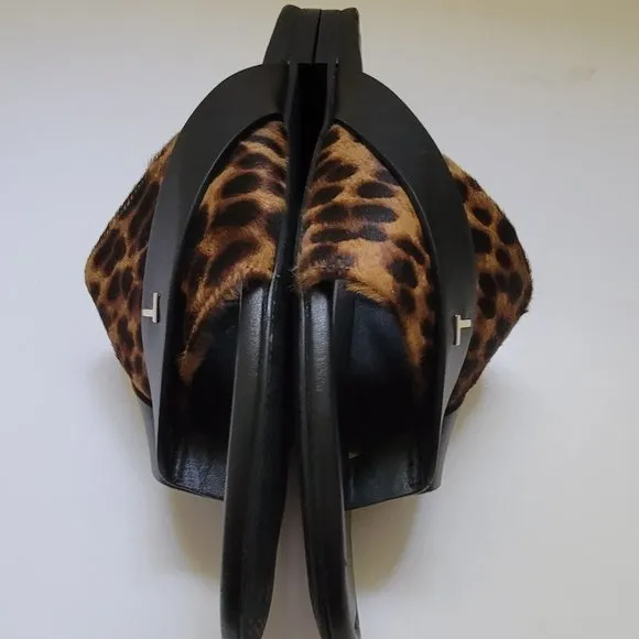 Lafayette 148 New York Iris Leopard-Print Fur Thong Sandals