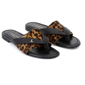 Lafayette 148 New York Iris Leopard-Print Fur Thong Sandals