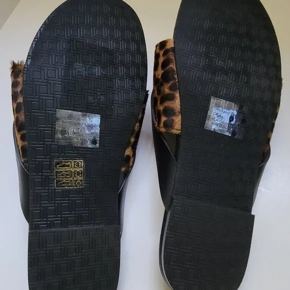 Lafayette 148 New York Iris Leopard-Print Fur Thong Sandals