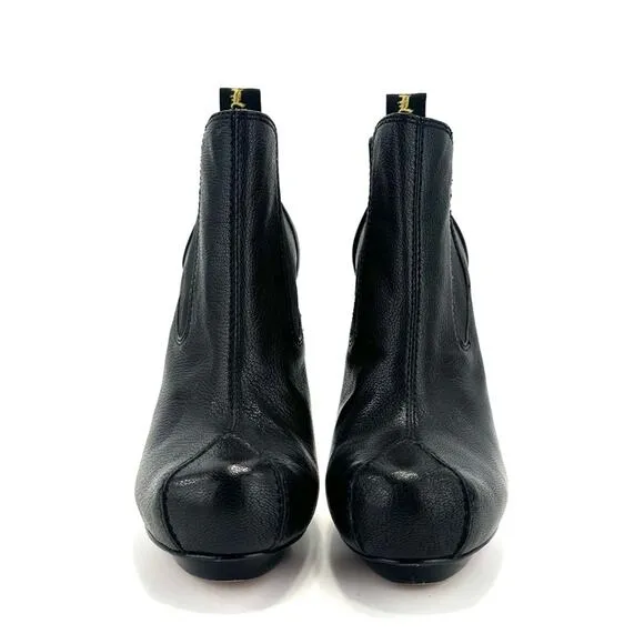 L.A.M.B. BLACK LEATHER PLATFORM STILETTO HEEL CHELSEA BOOTIES/ANKLE BOOTS