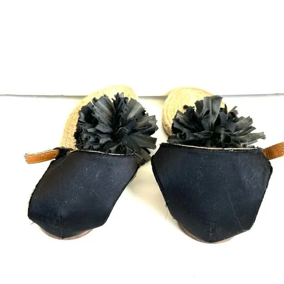 Lanvin Black and Tan Sandals with Floral Detail