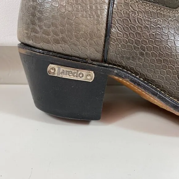 Laredo Womens Western Cowboy Brown Snakeskin Leather Boots 2&quot; Heel Size 9