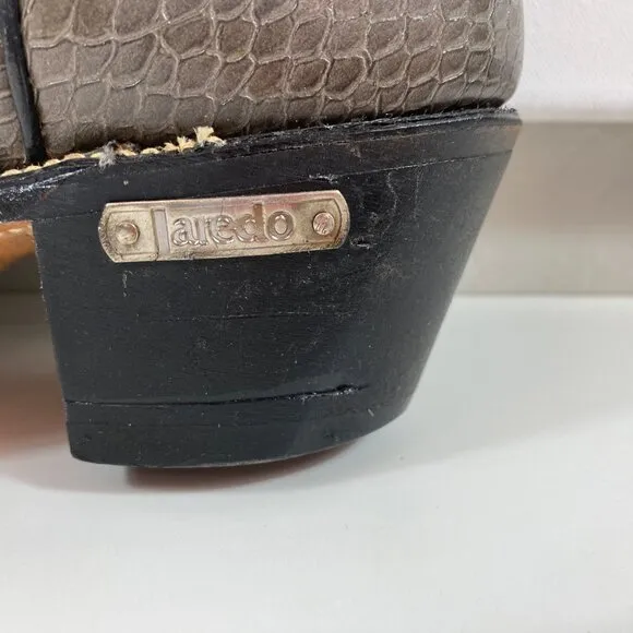 Laredo Womens Western Cowboy Brown Snakeskin Leather Boots 2&quot; Heel Size 9