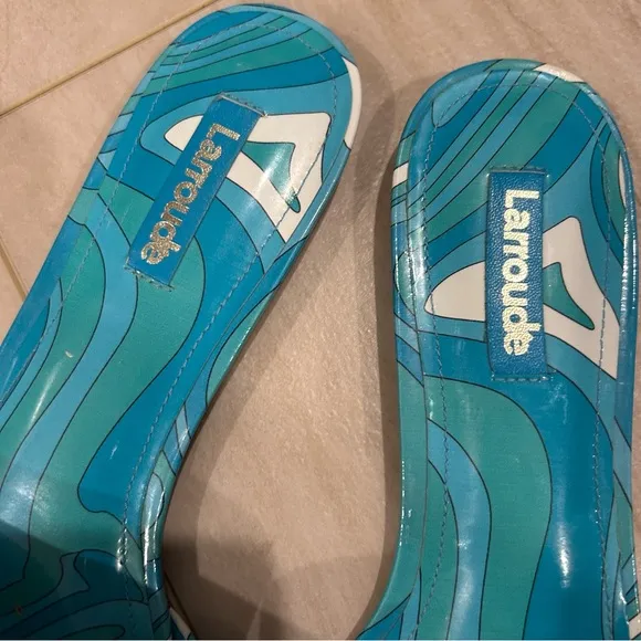 Larroude Women's Blue Ivy Slide Sandals size 7.5