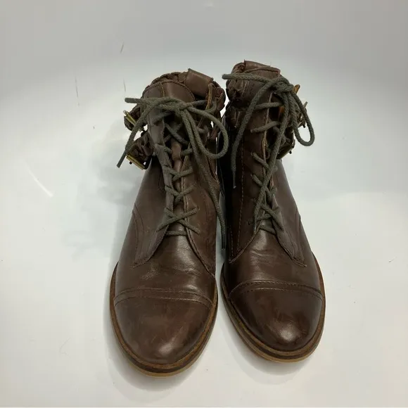 Latigo Abi leather ankle boots brown with braided ankle straps size 6.5