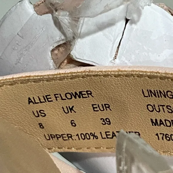 Lauren Ralph Lauren Allie Floral Leather Sandals Soft Pink Women’s Size 8B New