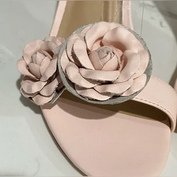 Lauren Ralph Lauren Allie Floral Leather Sandals Soft Pink Women’s Size 8B New