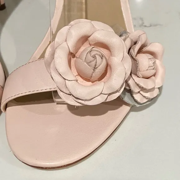 Lauren Ralph Lauren Allie Floral Leather Sandals Soft Pink Women’s Size 8B New