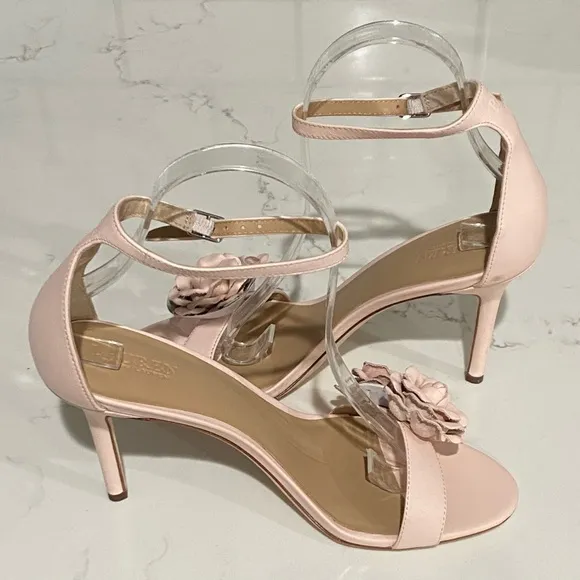 Lauren Ralph Lauren Allie Floral Leather Sandals Soft Pink Women’s Size 8B New