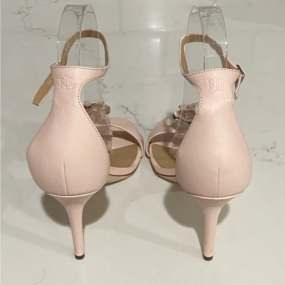 Lauren Ralph Lauren Allie Floral Leather Sandals Soft Pink Women’s Size 8B New