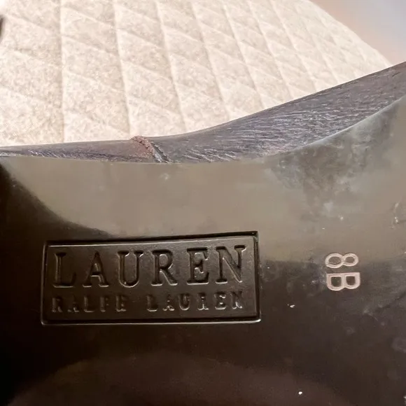 Lauren RALPH LAUREN Brown Sz 8B Heeled Ankle Side Zip Leather Boots