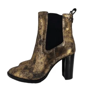 Lauren Ralph Lauren Mylah Distressed Metallic Womens Ankle Chelsea Boots 6.5