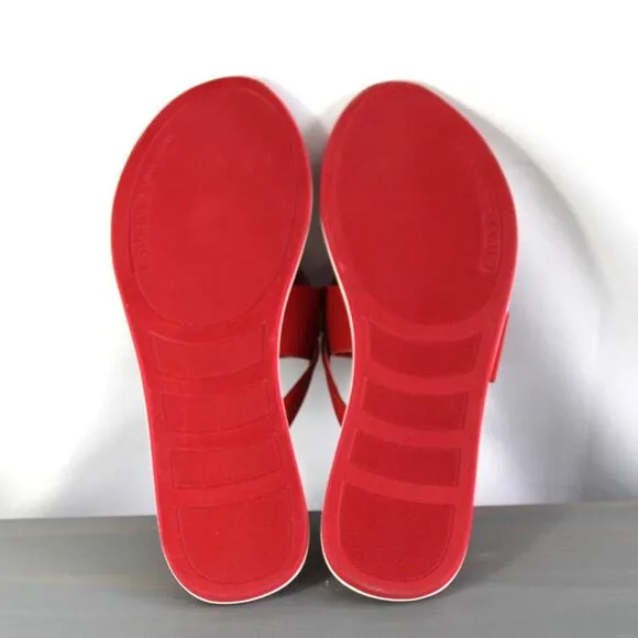 Lauren Ralph Lauren Rosalind Thong Sandals Flip Flops Women 10B Red Monogram NEW