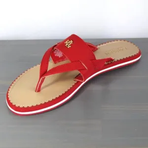 Lauren Ralph Lauren Rosalind Thong Sandals Flip Flops Women 10B Red Monogram NEW