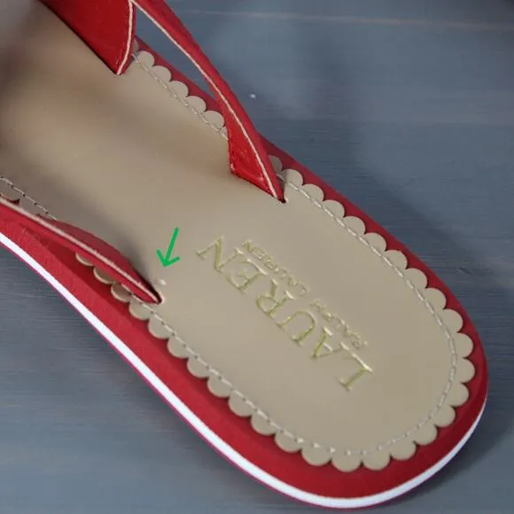 Lauren Ralph Lauren Rosalind Thong Sandals Flip Flops Women 10B Red Monogram NEW