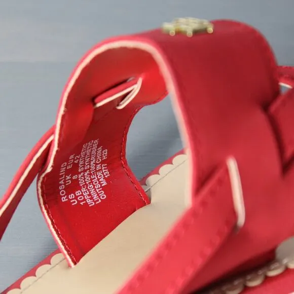 Lauren Ralph Lauren Rosalind Thong Sandals Flip Flops Women 10B Red Monogram NEW