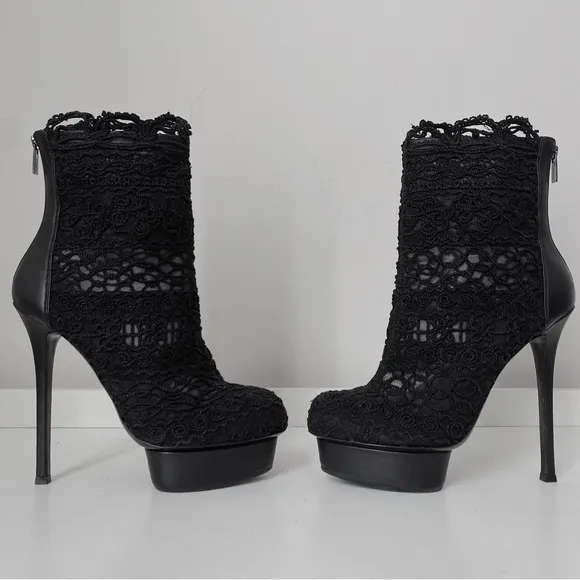 Le Silla Embroidered Lace Platfrom Stiletto Ankle Boots 38 7.5 8 FARFETCH Italy