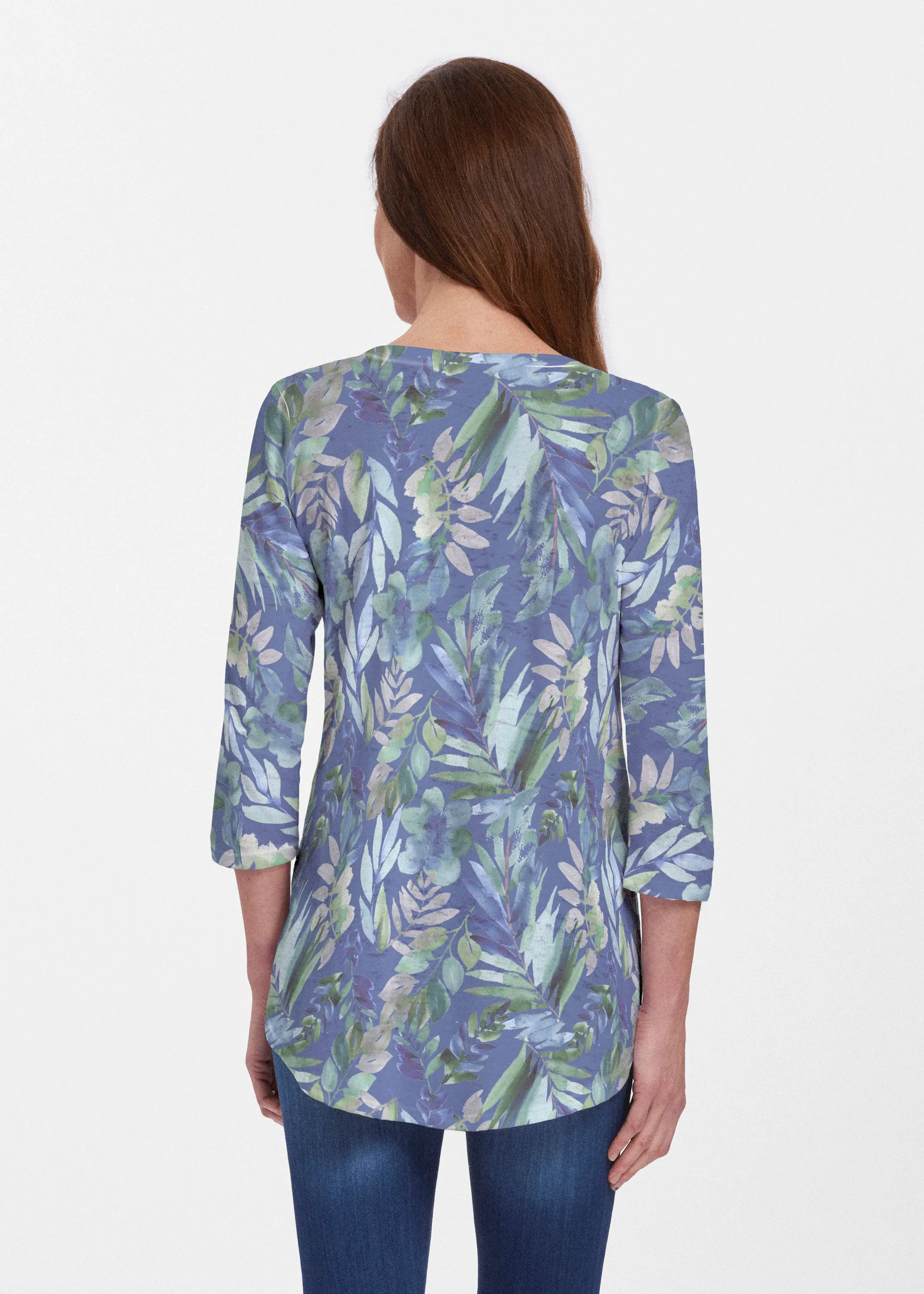 Leah Leaves (16258) ~ V-neck Flowy Tunic