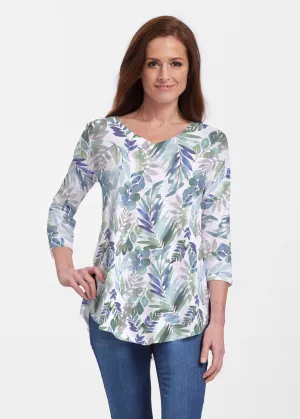 Leah Leaves (16258) ~ V-neck Flowy Tunic