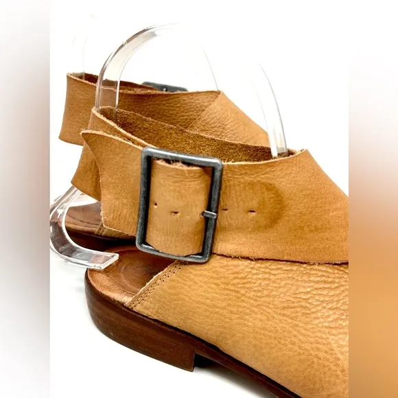 Leather Flat Pointy Wrap Around Ankle Boots