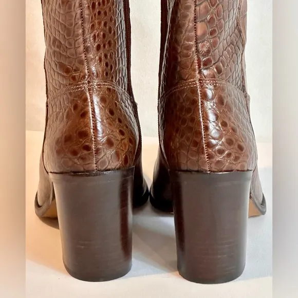 Leather Pearlanie knee high croc print boots