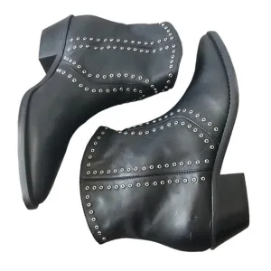 Lemare Studded Ankle Boots Black Silver EU37