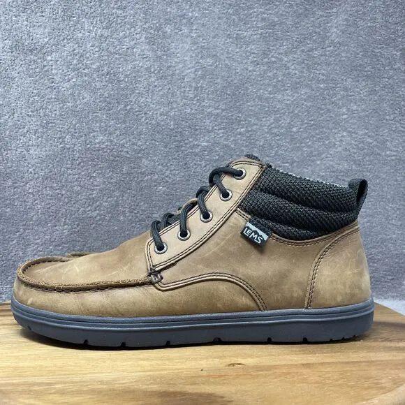 LEMS Boulder Boots Waterproof Umber Barefoot Leather Moc Toe Men's Size 10.5
