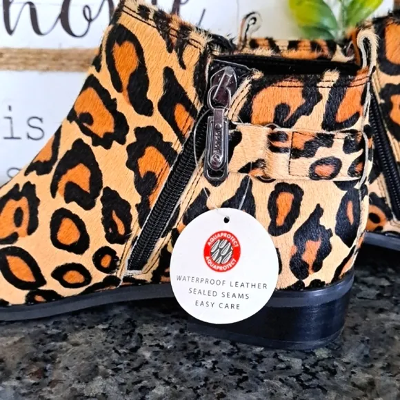 Leopard Print Ankle Boots | Size 8.5