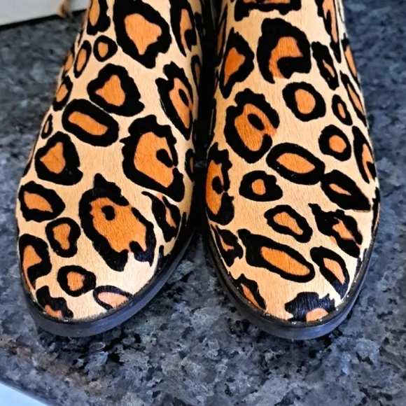 Leopard Print Ankle Boots | Size 8.5